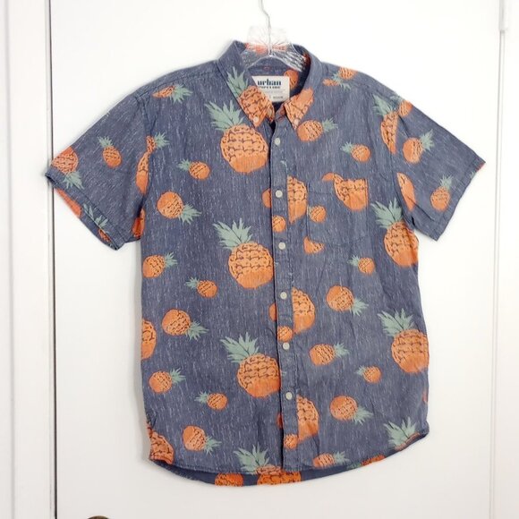 Urban Pipeline Cotton Tropical Pineapple Men's Shirt - Picture 1 of 7